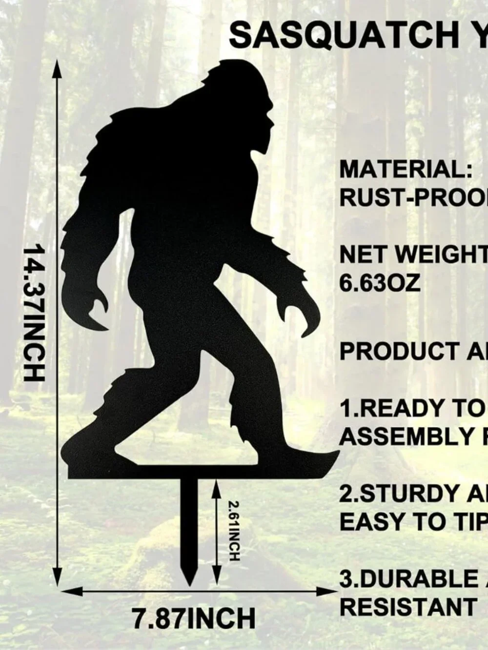 Sasquatch Metal Yard Decor, NIB - Picture 3 of 3